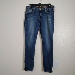 Abercrombie Fitch Y2K Blue Denim Cropped Ankle Zip Low Rise Sz 6 Straight Leg